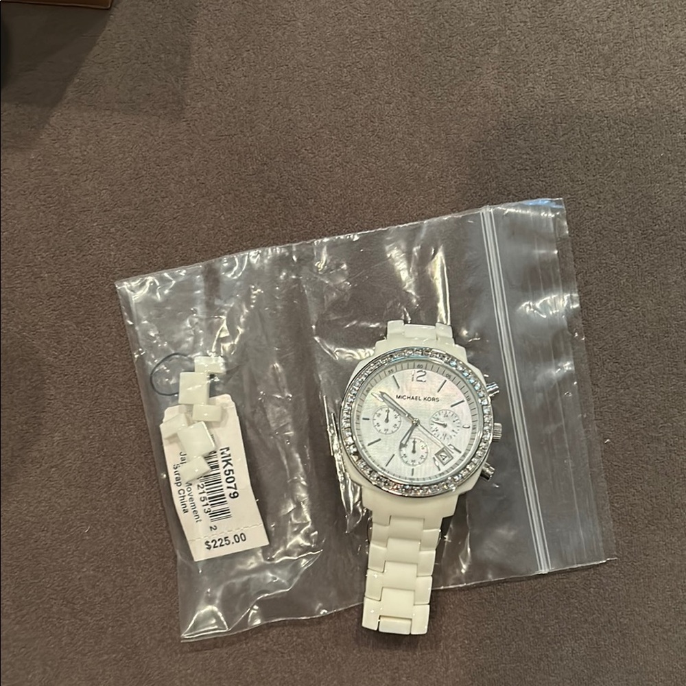 Michael Kors White and Silver Chronograph Watch